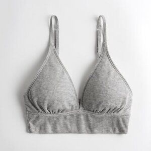 Gilly Hicks Heather Gray Jersey V-Neck Ribbed Triangle Lounge Bralette Size S